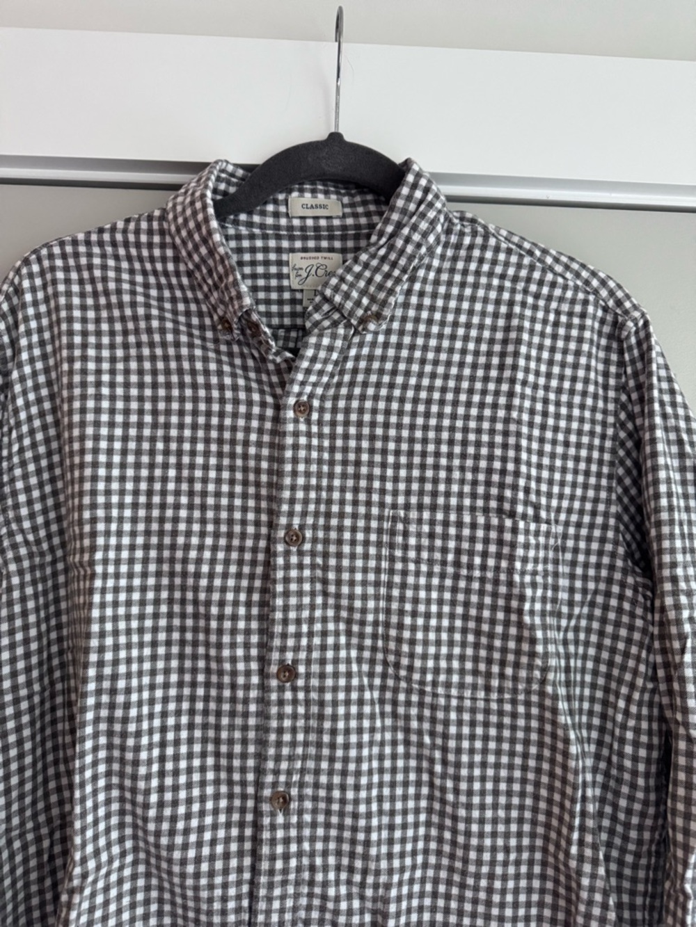 J. Crew Grey and White Gingham Button-Down Shirt